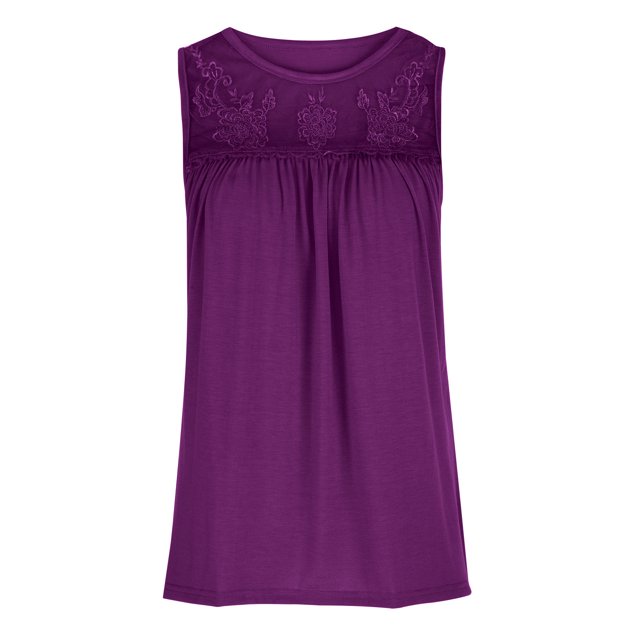 Lace Detail Round Neck Tank Trandify deal