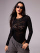 Round Neck Long Sleeve Lace Bodysuit Trandify Deal