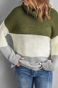 Color Block Turtleneck Long Sleeve Sweater Trandify Deal