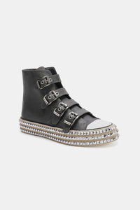 Beast Fashion Multi-Buckle Straps Studded Platform Sneakers Trandify deal
