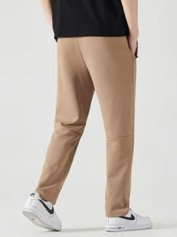 Men's Plus Size Drawstring Active Pants – Khaki Comfortable Joggers for Gym & Casual Wear