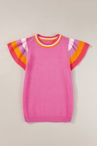 Color Block Round Neck Knit Top Trandify deal