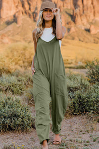 Double Take Full Size V-Neck Sleeveless Jumpsuit with Pockets - Trandify Deal
