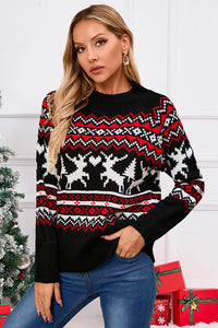 Angel Wings Reindeer Round Neck Long Sleeve Sweater Trandify Deal
