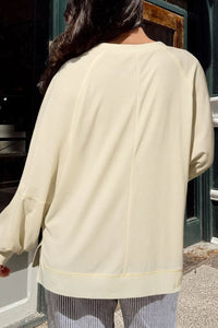 Slit Notched Long Sleeve Blouse Trandify Deal