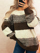 Women's Color Block Sweater | Casual Dropped Shoulder Pullover