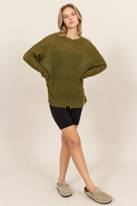 HYFVE Distressed Long Sleeve Knit Top Trandify Deal