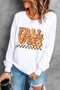 Letter Graphic Round Neck Long Sleeve Sweatshirt Trandify Deal