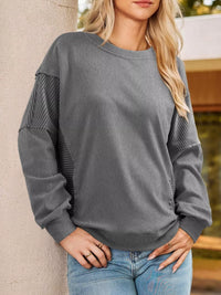 Women's Oversized Long Sleeve Sweatshirt with seam detail in Gray, Y2K streetwear style.