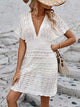 Openwork Plunge Short Sleeve Cover-Up Dress Trandify deal