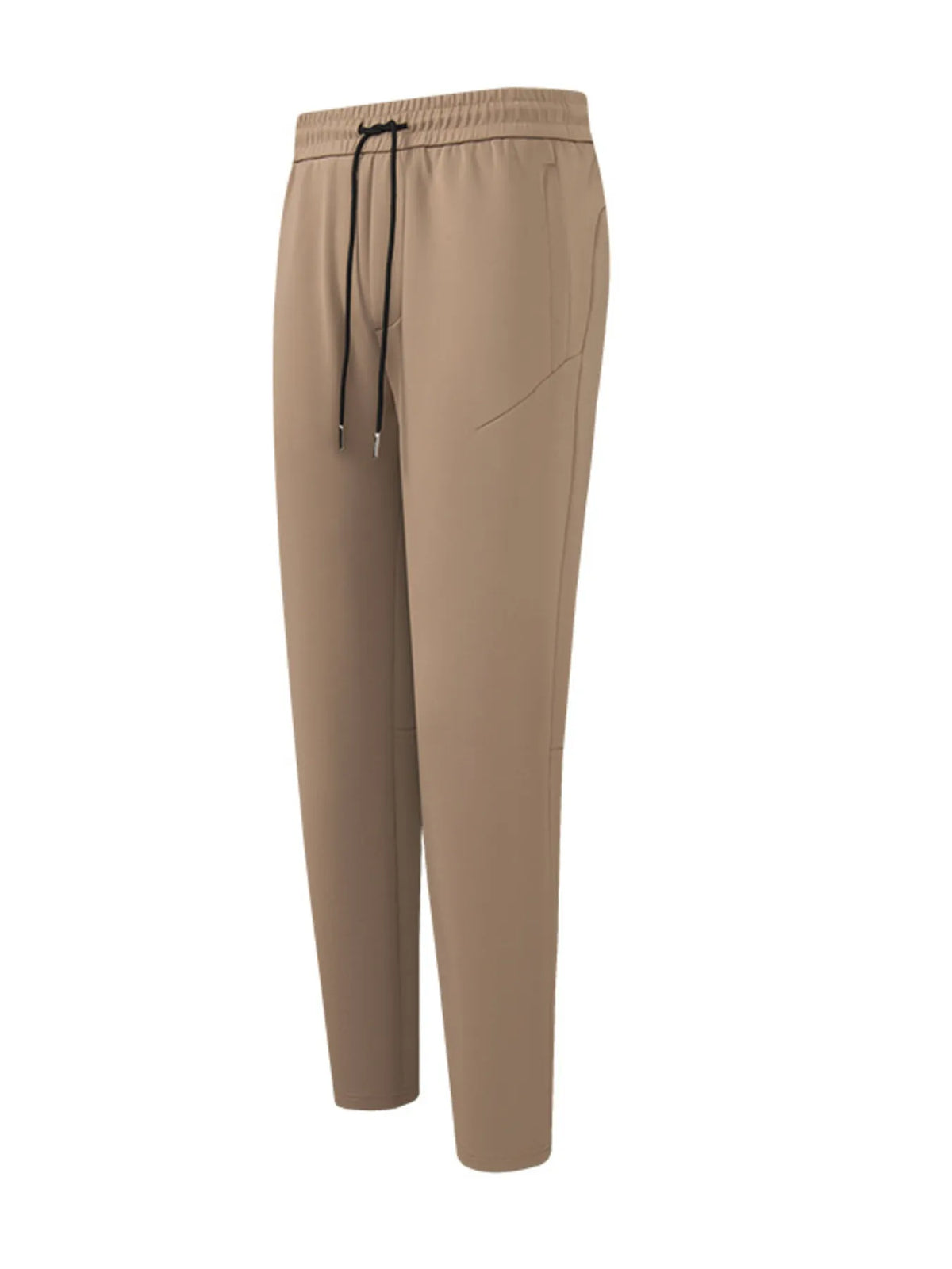 Men's Plus Size Drawstring Active Pants – Khaki Comfortable Joggers for Gym & Casual Wear