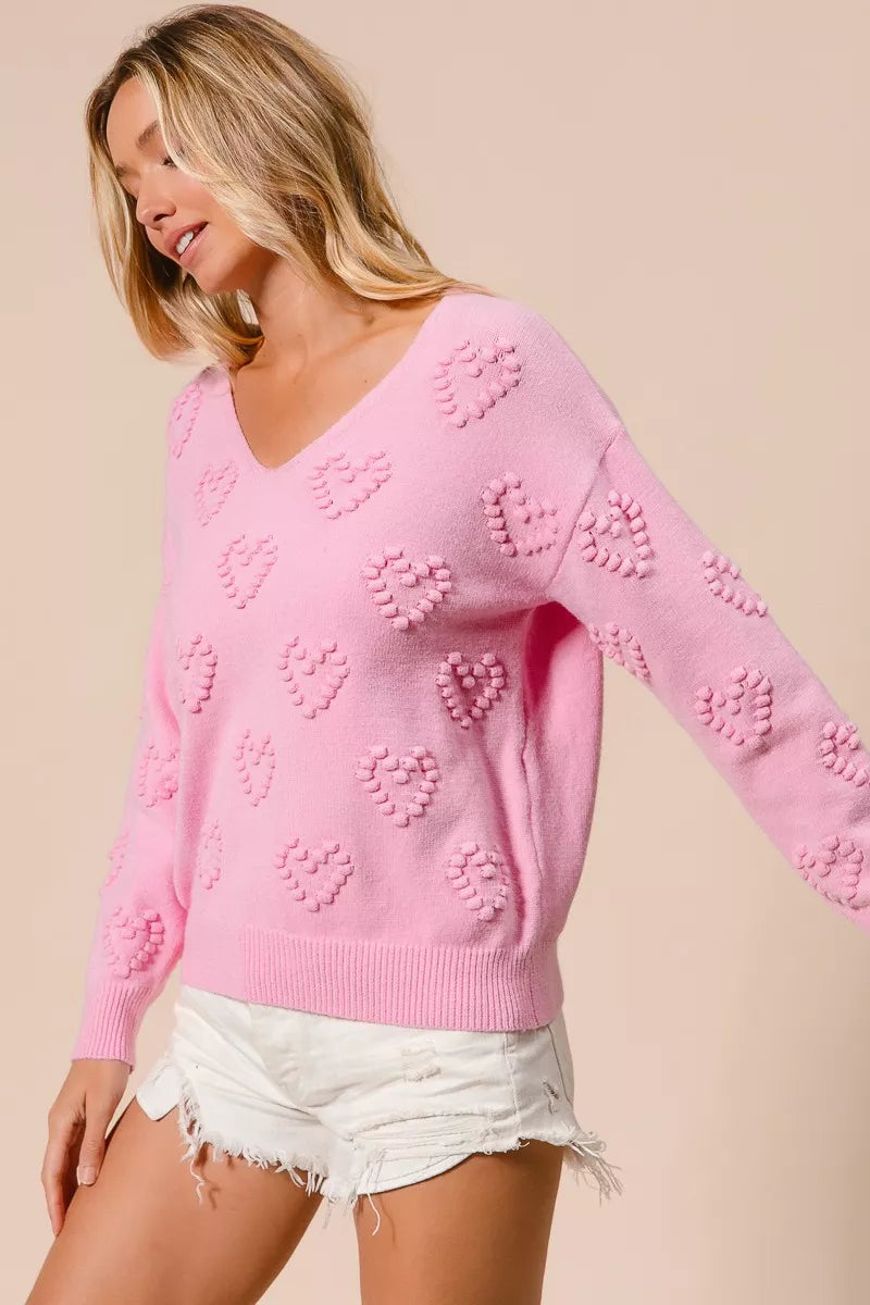 Valentines Heart Knit Top - Ribbed & Stretchable