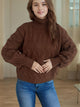 Cable-Knit Turtleneck Long Sleeve Sweater Trandify Deal