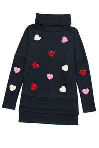 Valentine’s Day Heart Patched Turtleneck Long Sleeve Top Trandify Deal