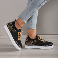 Lace-Up Leopard Flat Sneakers Trandify Deal