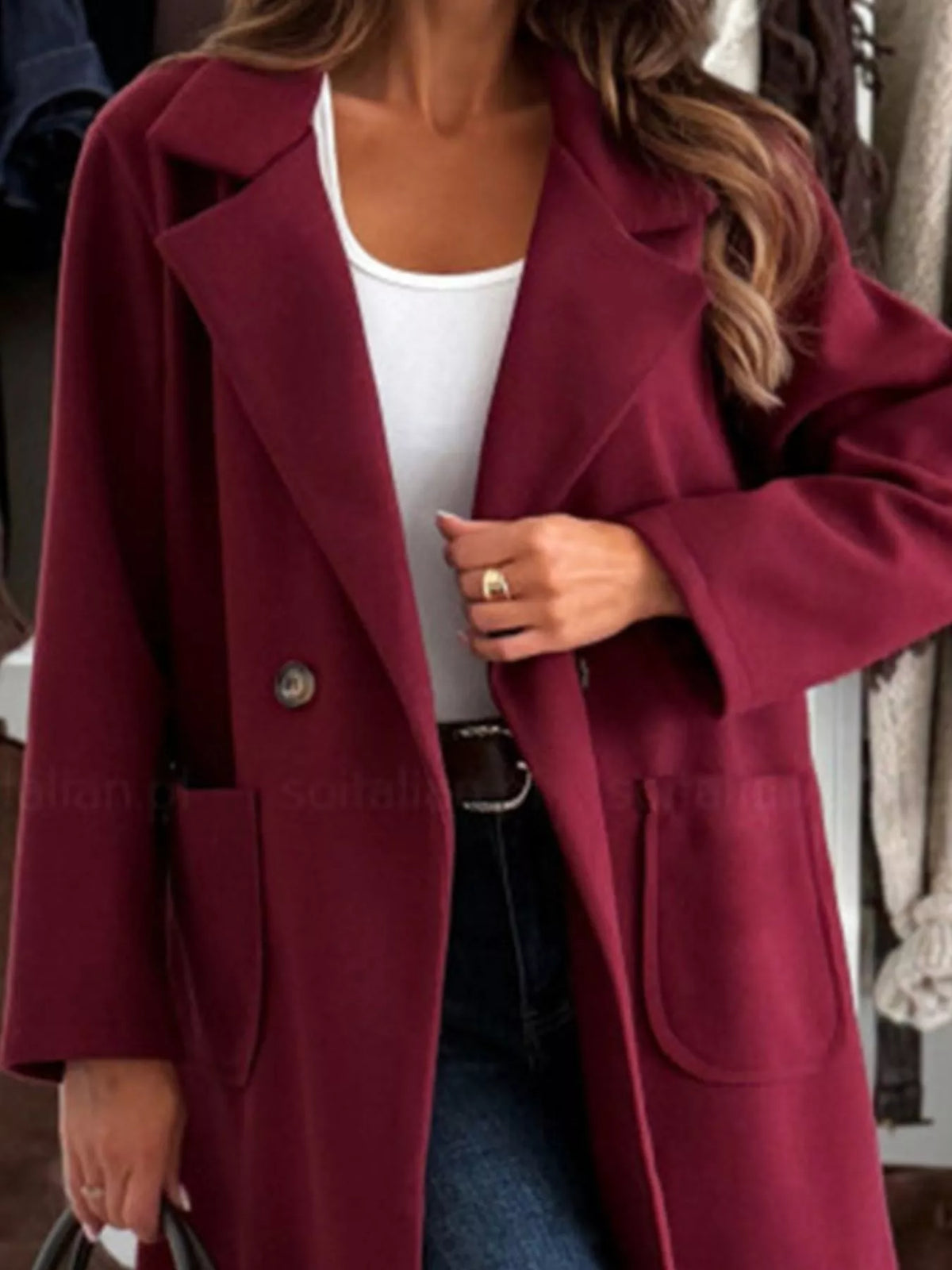 Women's Thick Long Trench Coat with Pockets | Trandifydeal
