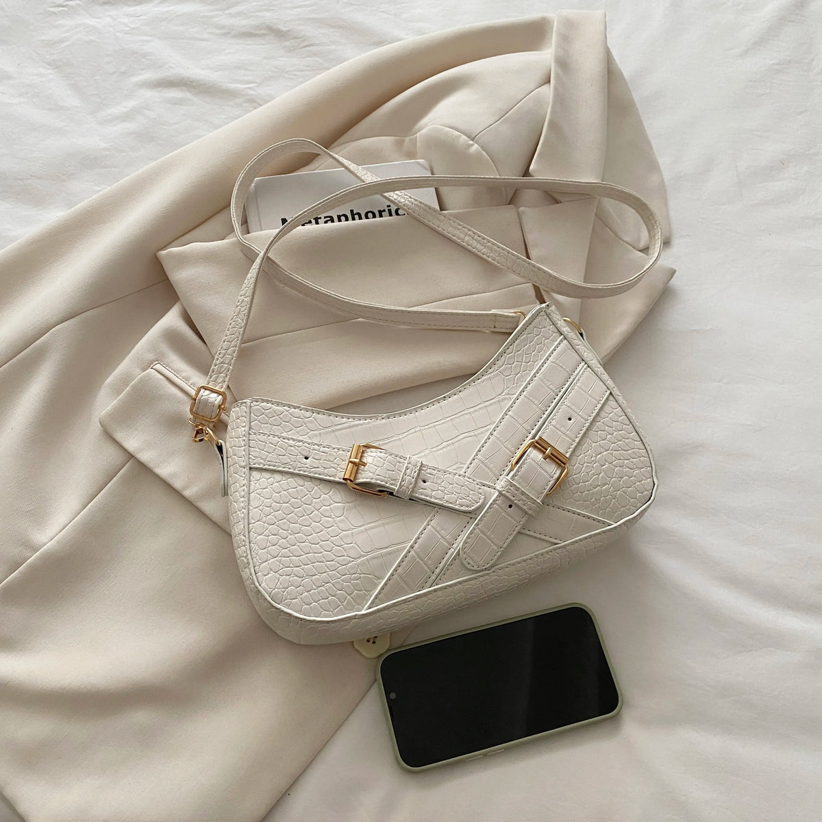 Women's Stylish Crocodile Shoulder Bag – Trendy Crossbody Purse for Outfits