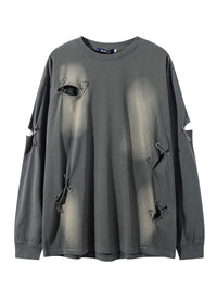 Men’s Distressed Vintage Tee – Soft Long Sleeve Crewneck | Free Shipping