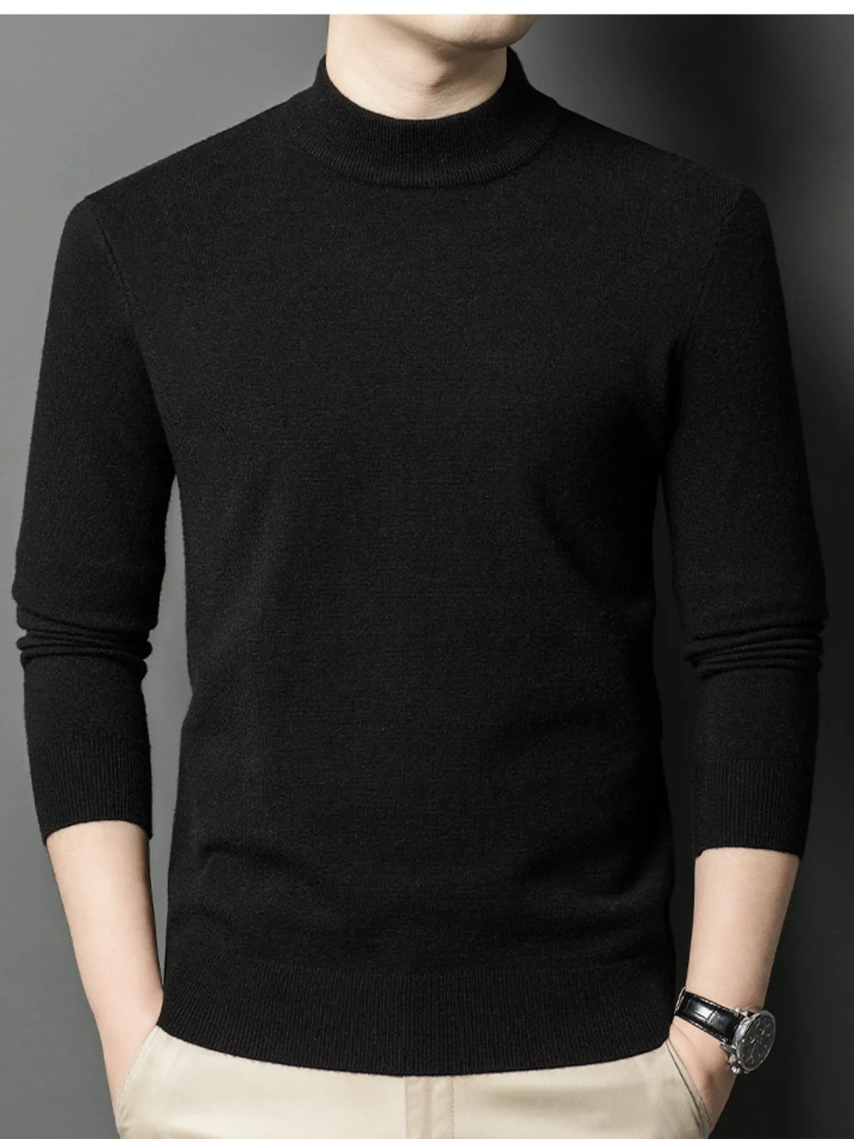 Big & Tall Slim Fit Mock Neck Sweater – Winter Warm Men’s Fashion Essential
