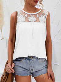 Lace Detail Round Neck Tank Trandify deal