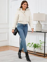 Pocketed Long Sleeve Cropped Hooded Winter Coat Trandify Deal