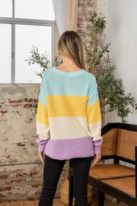 Full Size Color Block Exposed Seam Sweater Trandify Deal