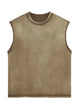 Brown men’s casual round neck tank top slim fit breathable cotton‑blend
