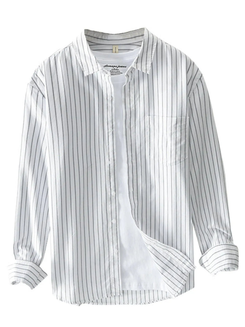 Men’s Plus Size Striped Button-Up Shirt Long Sleeve – Big & Tall Comfort Fit Casual Business Wear
