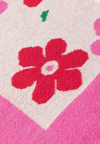 Flower Color Block Round Neck Sweater Trandify Deal