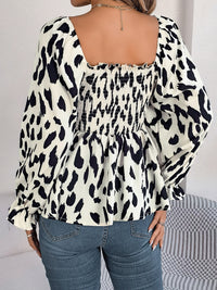Square Neck Flounce Sleeve Blouse Trandify Deal