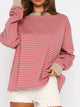 Women's Striped Oversized Sweatshirt - Soft Casual Crewneck