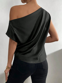 Ruched Single Shoulder Blouse Trandify deal