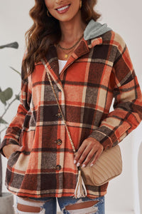 Plaid Button Up Hooded Shacket Trandify Deal