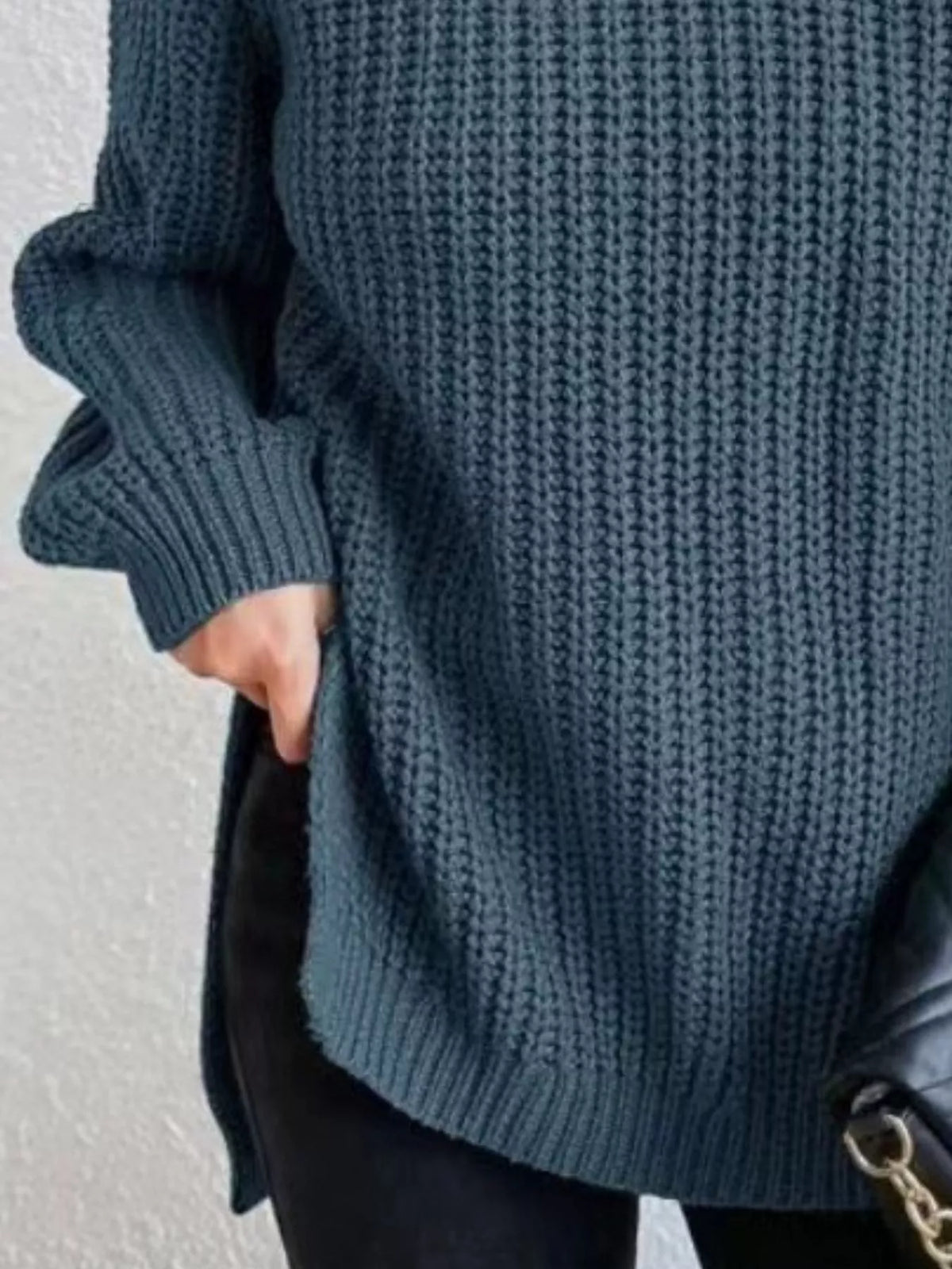 Plus Size Turtleneck Sweater - Ribbed Long Sleeve Top