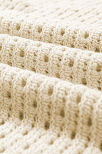 women's color block openwork knit sweater long sleeve casual top