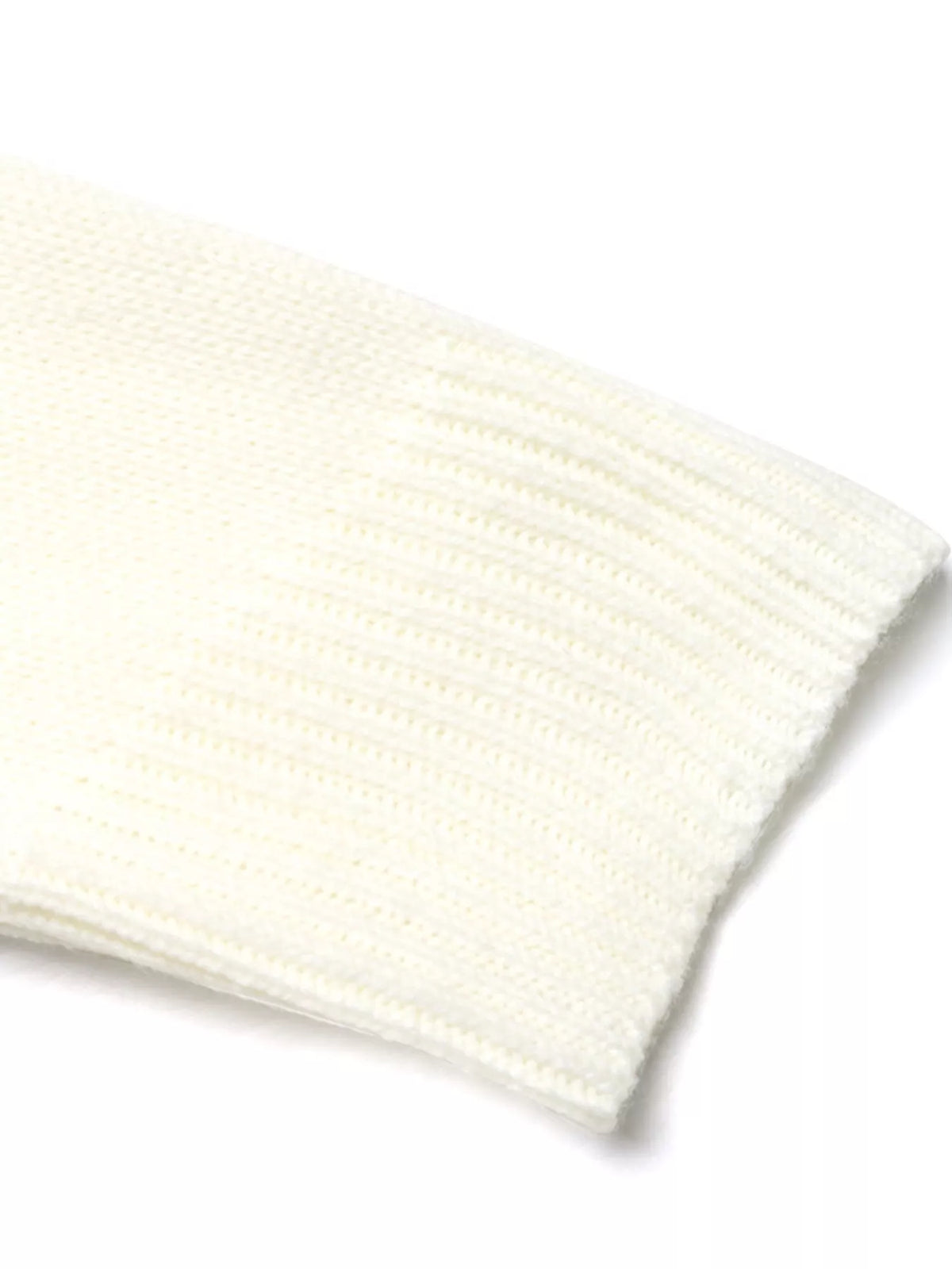 Cozy fall sweater for women in White, soft acrylic knit, long sleeve round neck top.