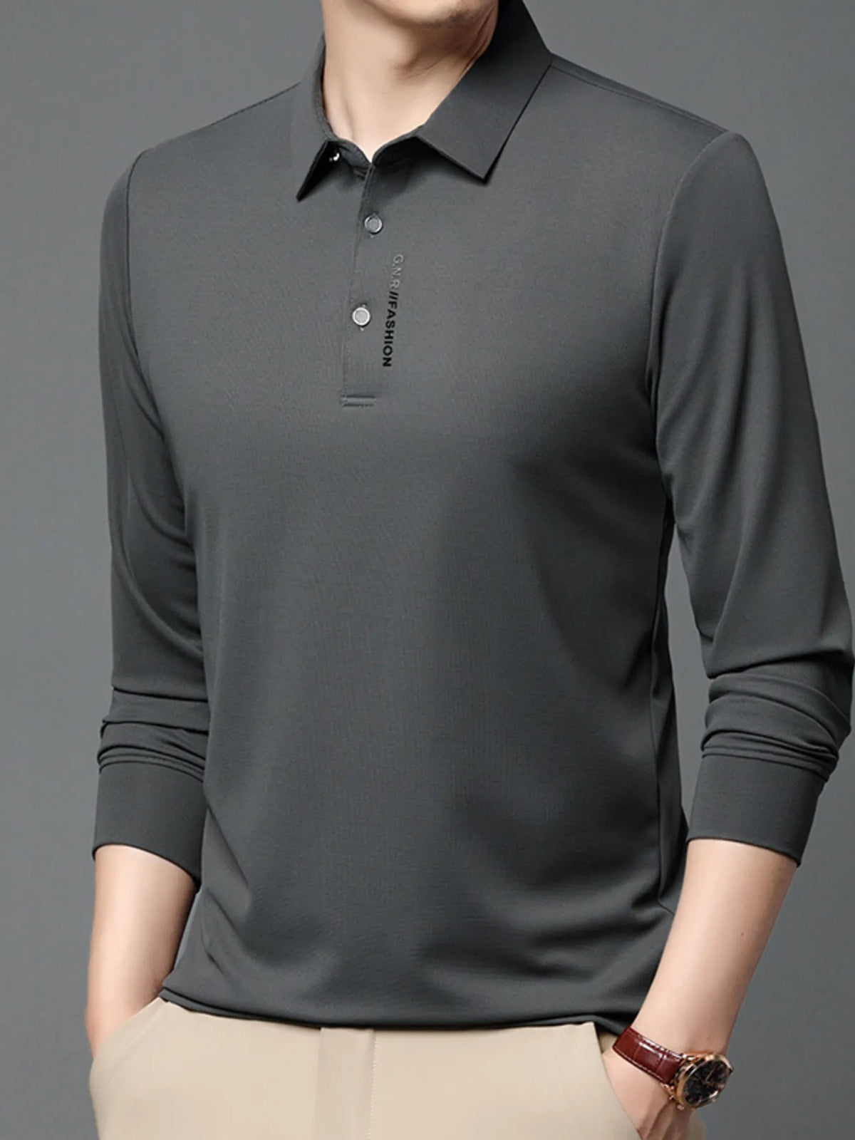 Men’s Plus Size Long Sleeve Polo Shirt – Classic Collar for Big & Tall Men – Business Casual Workwear