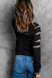 Sequin Leopard Long Sleeve Sweatshirt Trandify Deal