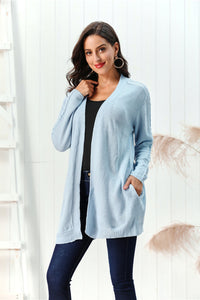 Cable-Knit Open Front Long Sleeve Cardigan Trandify Deal