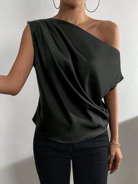 Ruched Single Shoulder Blouse Trandify deal
