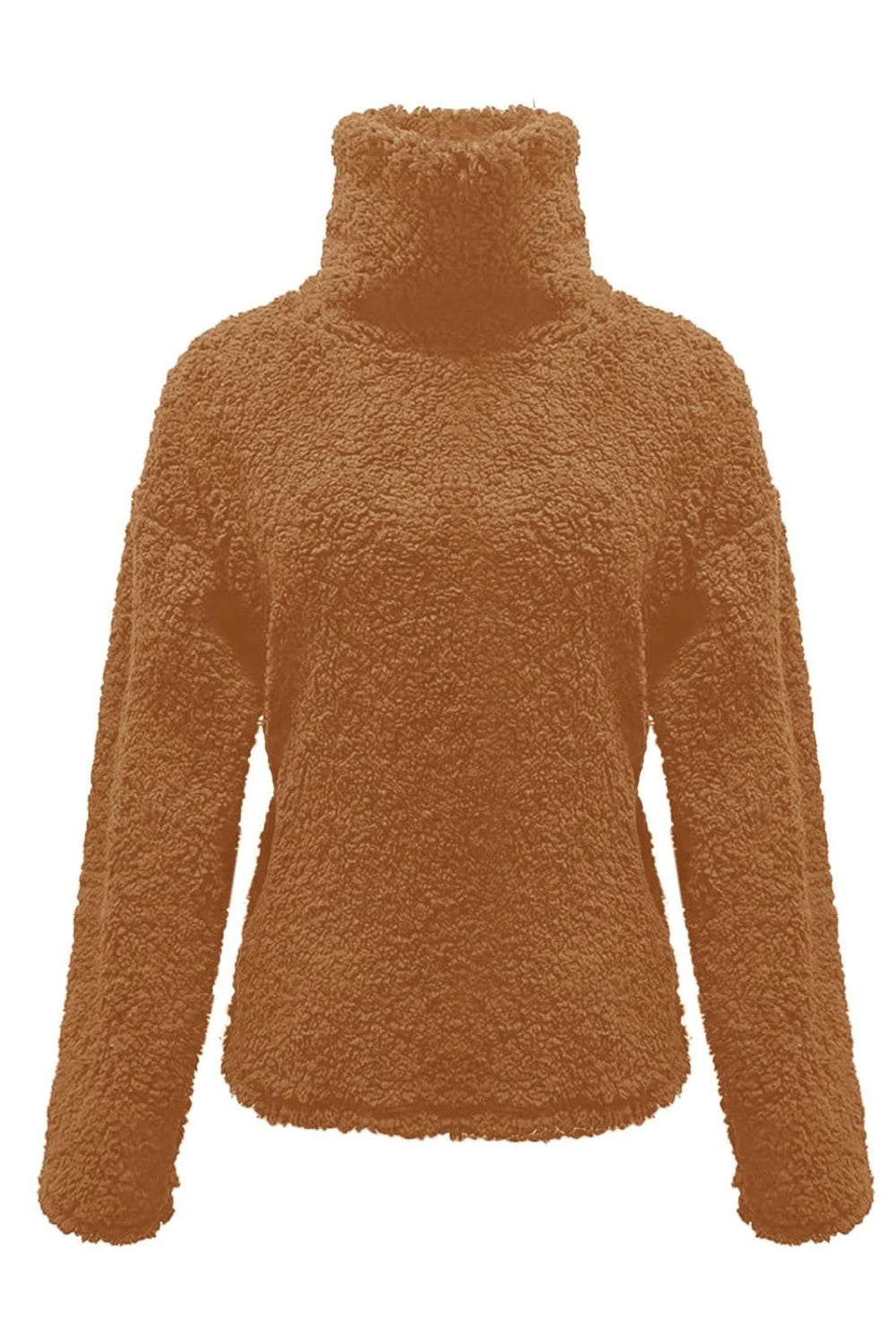 Fuzzy Turtleneck Long Sleeve Sweatshirt Trandify Deal