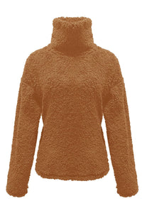 Fuzzy Turtleneck Long Sleeve Sweatshirt Trandify Deal
