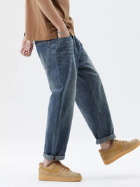 Men's Washed Relaxed Fit Jeans | Comfort Stretch Denim