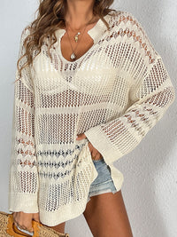 Cutout Notched Long Sleeve Cover-Up Trandify deal