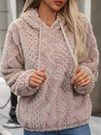 Drawstring Long Sleeve Plush Hoodie Trandify Deal