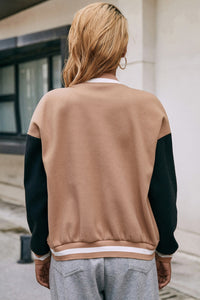 Ivy Lane Contrast Baseball Collar Snap Down Jacket Trandify Deal