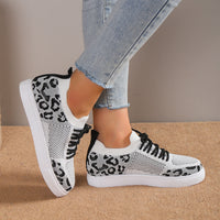 Lace-Up Leopard Flat Sneakers Trandify Deal