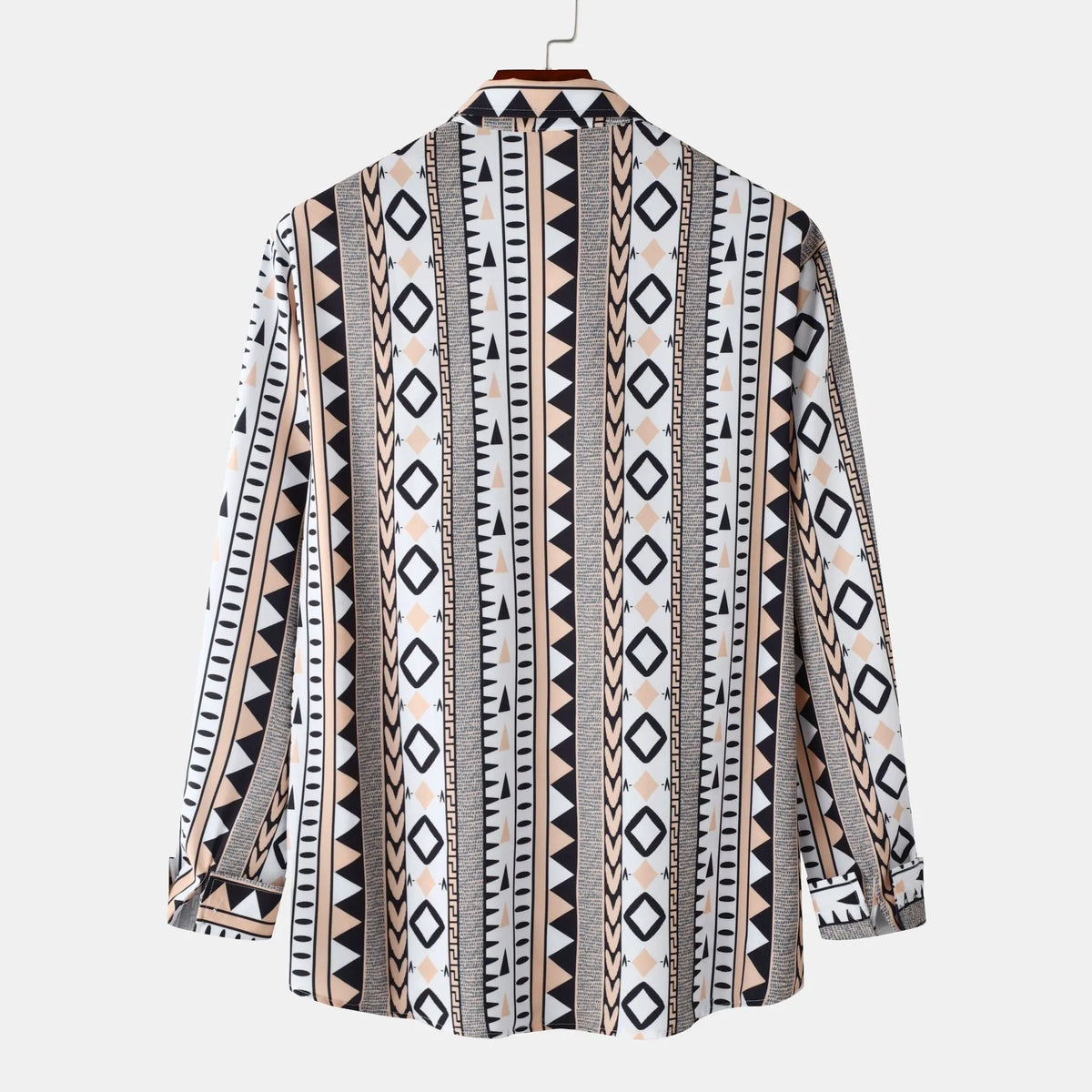 Men’s Geometric Print Long Sleeve Shirt – Trendy Casual Button-Up for Stylish Outfits