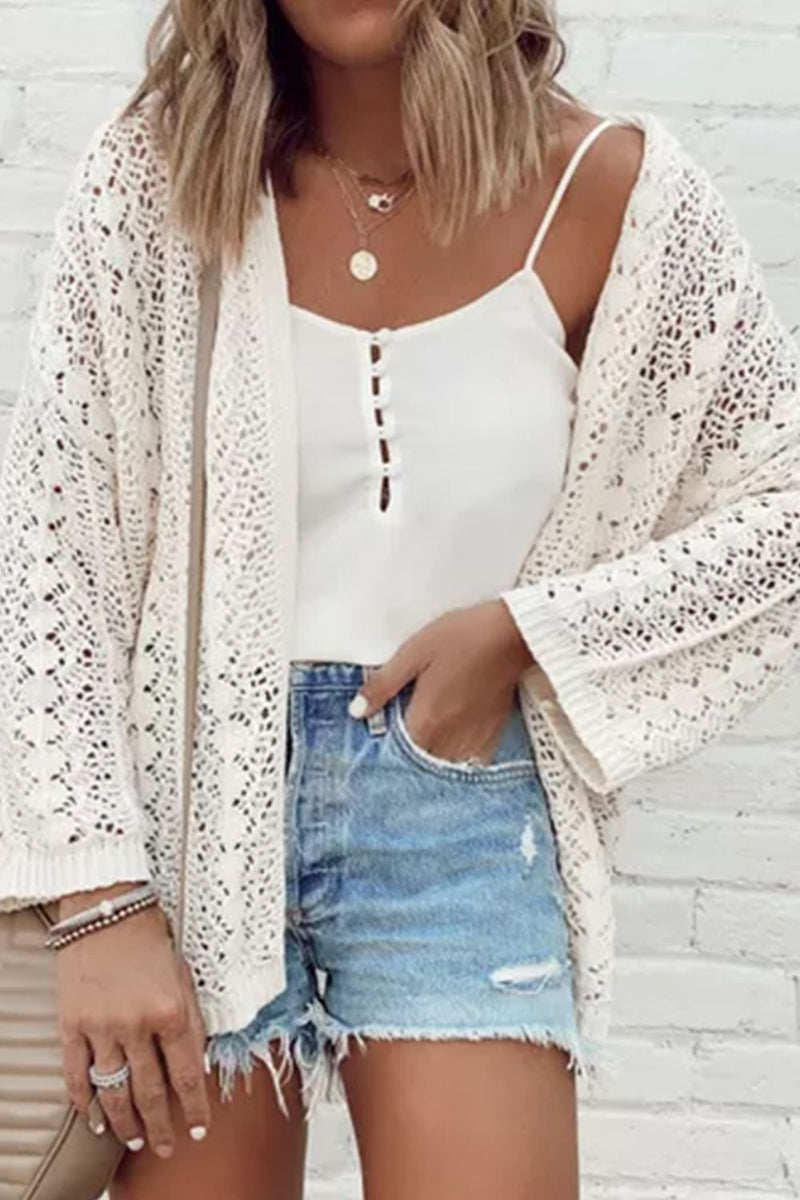 Openwork Open Front Dropped Shoulder Cardigan - Trandify Deal