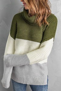Color Block Turtleneck Long Sleeve Sweater Trandify Deal